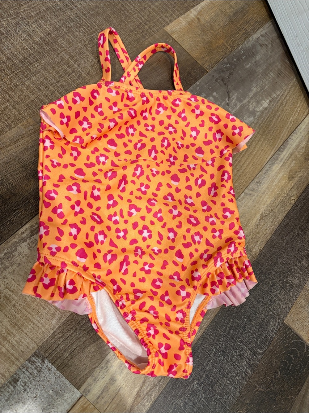 wonder nation Orange and Pink Leopard-Print One-Piece Swimsuit